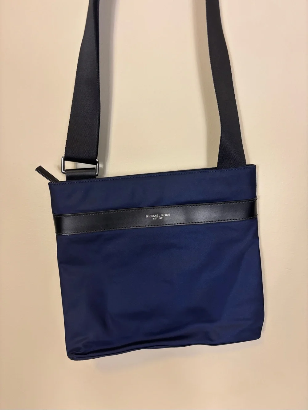 Michael Kors Navy Nylon and Black Crossbody Bag